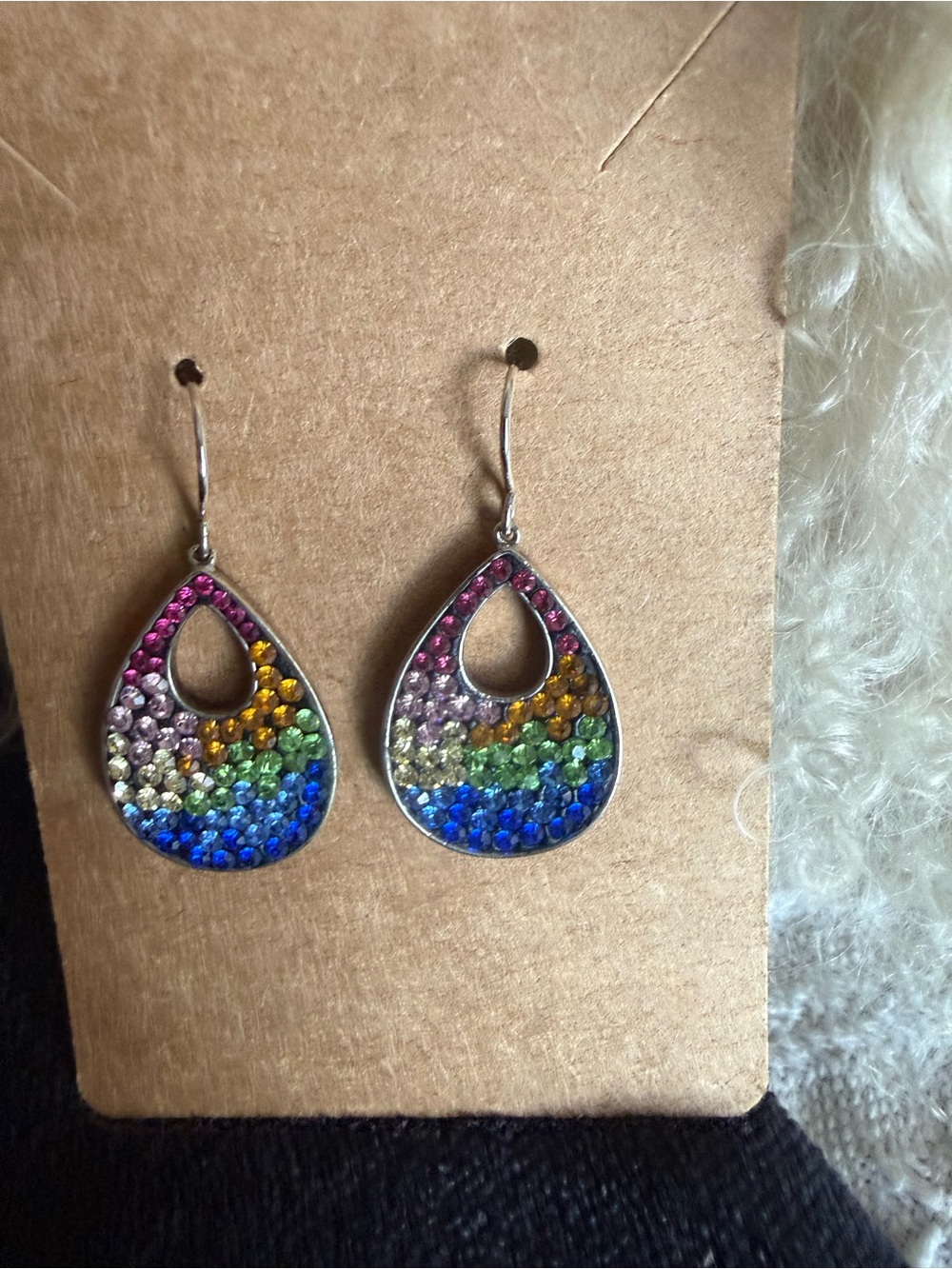 Source Unknown Rainbow Teardrop Crystal Dangle Earrings - Multicolor